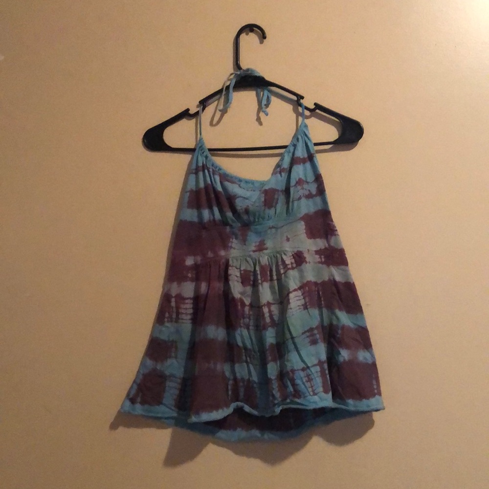 Tommy jeans, turquoise and brown tie dye, backless shirt in womens S